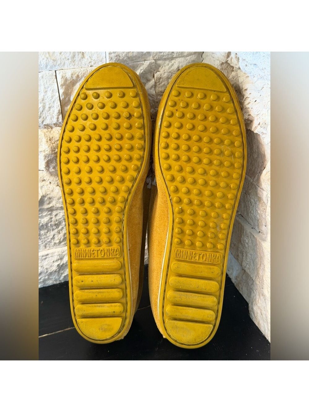 Minnetonka KITTY Plus Suede Southwestern Moccasins Shoes Loafers Yellow 9.5 - Picture 8 of 10